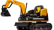 Excavator electric pentru copii Kinderauto X7, 110W, 12V-12Ah, scaun tapitat, telecomanda, galben