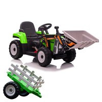Excavator electric + remorca Kinderauto Farm Traktor 60W 12V RC, Bluetooth  Verde - 1