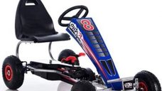 GO Kart cu pedale, 6-15 ani, Kinderauto F8-3, roti Gonflabile 6 inch, culoare Albastru