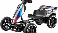 Go-Kart Electric pentru Copii 3-7 Ani, 70W 12V 4.5Ah, cu Roti Moi si Telecomanda, Culoare Gri