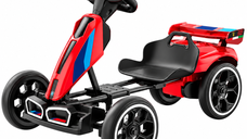 Go-Kart Electric pentru Copii 3-7 Ani, 70W 12V, cu Roti Moi si Telecomanda, Culoare Rosie