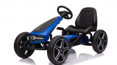 Kinderauto GO Kart cu pedale de la Mercedes, roti cauciuc solid, scaun reglabil, centura de siguranta  Albastru