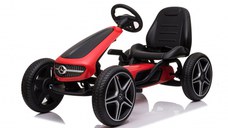 Kinderauto GO Kart cu pedale de la Mercedes, roti cauciuc solid, scaun reglabil, centura de siguranta  Rosu