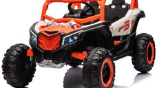 Kinderauto Warrior, UTV electric pentru copii, 4x4, 120W, 12V 7Ah, roti moi Premium, culoare portocalie