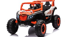 Kinderauto Warrior, UTV electric pentru copii, 4x4, 120W, 12V 7Ah, roti moi Premium, culoare portocalie