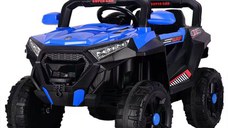 Masinuta electrica 4x4 Kinderauto SuperCar, 100W 12V, cu scaun tapitat, music player, pentru copii 2-5 ani, albastra