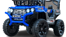 Masinuta electrica 4x4, pentru 2-4 ani, Kinderauto CAPE-X, 100W, 12V, scaun tapitat, culoare albastra