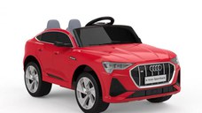 Masinuta electrica Audi E-tron Sportback, cu scaun tapitat, roti moi, echipare Premium, rosie