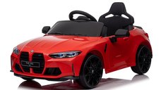 Masinuta electrica BMW M4 pentru copii, 90W, 12V 7Ah, roti EVA si scaun tapitat, rosie