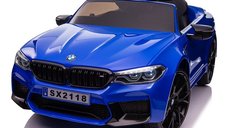 Masinuta electrica BMW M5 Competition Drift Edition, albastra, 24V 7Ah, 500W, cu scaun tapitat