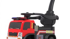 Masinuta electrica camion cu maner 3 in 1 Kinderauto FireTruck 30W 6V, scaun tapitat, music player