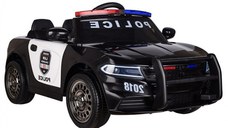 Masinuta electrica de politie Kinderauto JC666 70W 12V cu scaun tapitat, culoare Negru