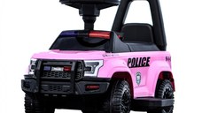 Masinuta electrica de politie Kinderauto Police 30W 6V cu megafon si music player, bluetooth, culoare Roz