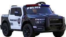 Masinuta electrica de politie pentru 2 copii, DODGE RAM 2500 REBEL, 400W, 24V, echipare, premium, neagra