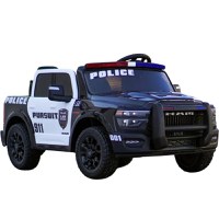 Masinuta electrica de politie pentru 2 copii, DODGE RAM 2500 REBEL, 400W, 24V, echipare, premium, neagra - 1