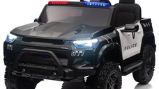 Masinuta electrica de politie pentru 2 copii, Kinderauto Police Patrol, 4x4, 800W, 24V, dotari premium, neagra