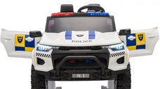 Masinuta electrica de politie pentru 2 copii, Kinderauto Police Patrol, 4x4, 800W, 24V, premium, culoare alba