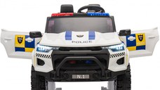 Masinuta electrica de politie pentru copii, Kinderauto Police Patrol, 4x4, 800W, 24V, premium, culoare alba