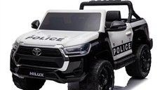 Masinuta electrica de politie, Toyota Hilux 4x4 180W 12V 14Ah PREMIUM, culoare Alba