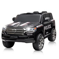 Masinuta electrica de politie, Toyota Land Cruiser, pentru 2 copii, 160W, 12V, echipare premium, neagra - 1