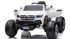 Masinuta electrica Mercedes X-Class Monster Truck 180W 4x4, roti moi, scaun tapitat, culoare Alba