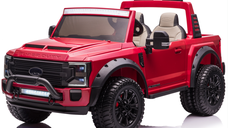 Masinuta electrica pentru 2 copii, Ford Super Duty F450, 300W 24V 14A premium, culoare rosie