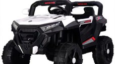 Masinuta electrica pentru copii, 4x4 Kinderauto SuperCar, 100W, 12V, cu scaun tapitat, alba
