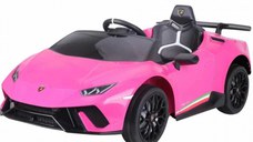 Masinuta electrica pentru copii, Lamborghini Huracan, telecomanda inclusa, 4x4, 120W, 12V, culoare roz