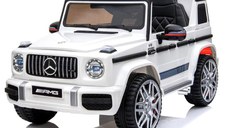 Masinuta electrica pentru copii Mercedes G63 AMG, 70W 12V, scaun tapitat, roti moi EVA, premium, alba