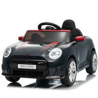 Masinuta electrica pentru copii, Mini COOPER, 90W, 12V 7Ah, roti EVA, scaun tapitat, neagra - 1