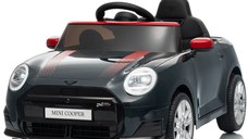 Masinuta electrica pentru copii, Mini COOPER, 90W, 12V 7Ah, roti EVA, scaun tapitat, neagra