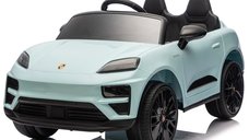 Masinuta electrica pentru copii, Porsche Macan, 140W 12V, roti EVA, scaun tapitat, echipata premium, albastra
