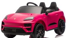 Masinuta electrica pentru copii, Porsche Macan, 140W 12V, roti EVA, scaun tapitat, echipata premium, Barbie roz