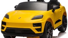 Masinuta electrica pentru copii, Porsche Macan, 140W 12V, roti EVA, scaun tapitat, echipata premium, galbena