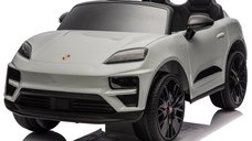 Masinuta electrica pentru copii, Porsche Macan, 140W 12V, roti EVA, scaun tapitat, echipata premium, gri