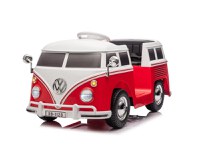 Masinuta electrica pentru copii, VW Samba Bus 70W, baterie 12V 7Ah, roti moi, scaun tapitat, culoare rosie - 1