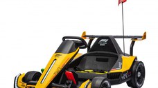 Masinuta-Kart electric pentru copii 3-11 ani, Racing F1 500W 24V, telecomanda, culoare galben