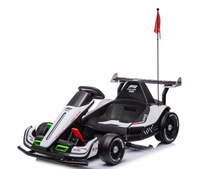 Masinuta - Kart electric pentru copii 3-11 ani, Racing F1 90W 12V, telecomanda, alb - 1