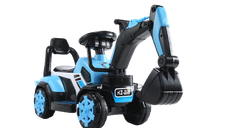 Mini excavator copii, model Kinderauto BJXZ216 cu incarcator manual, standard, culoare albastru
