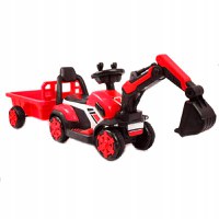 Mini excavator electric Kinderauto BJXZ219B 35W 6V,cu incarcator electric si remorca, rosu - 1