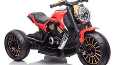 Motocicleta copii electrica, cu 3 roti, Kinderauto SuperMoto, 70W 12V, bluetooth, scaun tapitat, rosie