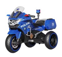 Motocicleta cu 3 roti, Kinderauto POLICE BJML5188 60W, 6V cu scaun tapitat, culoare albastra - 1
