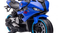 Motocicleta electrica copii, Kinderauto B919, bluetooth, putere 90W, baterie 12V 12Ah, albastra