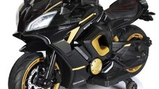 Motocicleta electrica copii Kinderauto R9, putere 150W, 24V, roti moi, scaun tapitat, negru