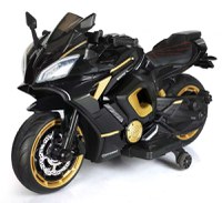 Motocicleta electrica copii Kinderauto R9, putere 150W, 24V, roti moi, scaun tapitat, negru - 1