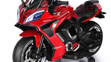Motocicleta electrica copii Kinderauto R9, putere 150W, 24V, roti moi, scaun tapitat, rosie