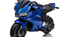 Motocicleta electrica copii Kinderauto SX1629, putere 250W, 24V, roti moi, scaun tapitat, Albastra