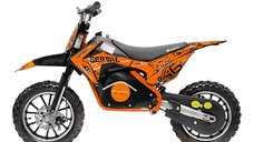Motocicleta electrica NITRO Eco Serval 500W pentru copii, roti de 10 inch, Portocalie
