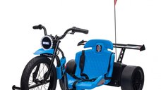 Motocicleta electrica pentru copii 5-12 ani, Kinderauto Drift-Trike, 500W, 24V 10Ah, roti moi, albastra