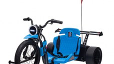 Motocicleta electrica pentru copii 5-12 ani, Kinderauto Drift-Trike, 500W, 24V 10Ah, roti moi, albastra